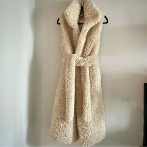 Avec Les Filles Faux Fur Teddy Belted Longline Vest Sz S